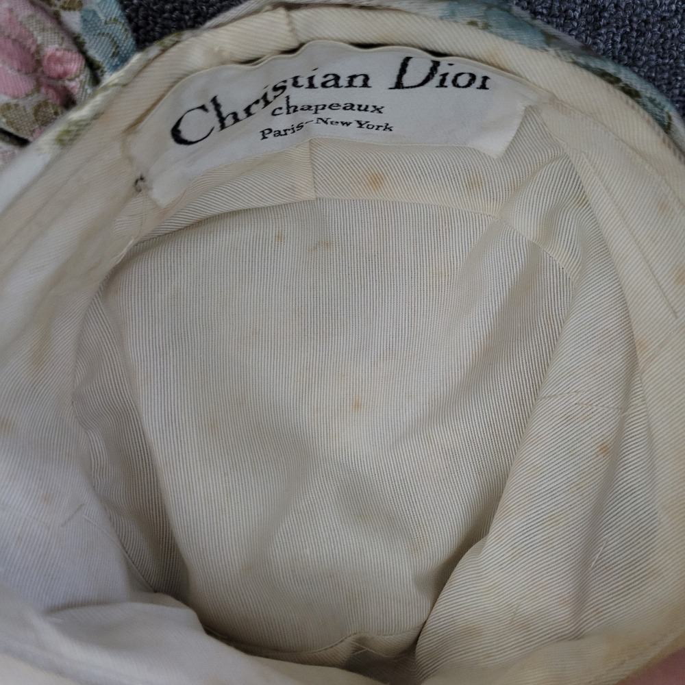 Christian Dior vintage hat turban 50s 60s floral pastel regency glam bow chic - Picture 12 of 16
